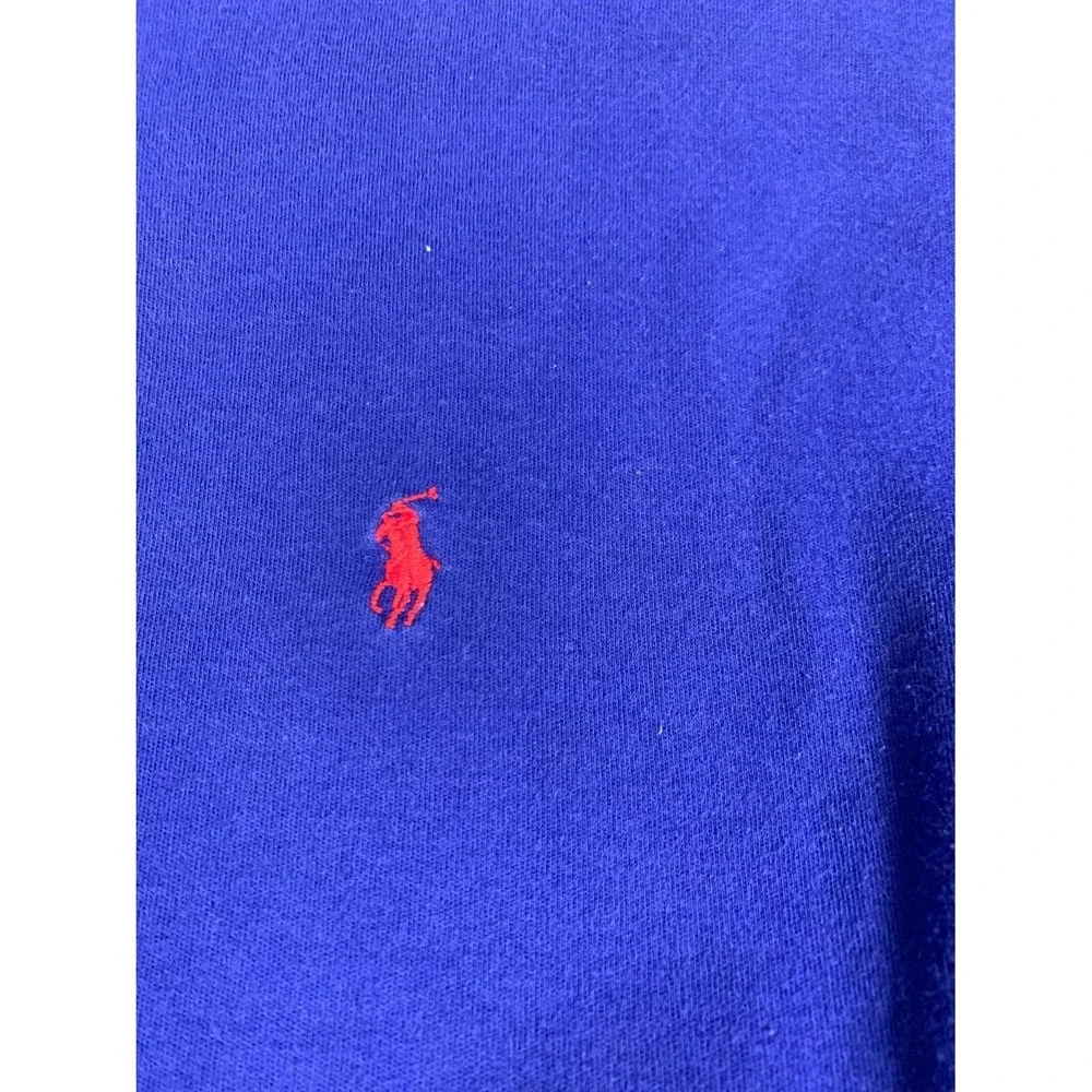 Polo Ralph Lauren Mens L Blue T-Shirt Ribbed Crew Neck Pony Red Fit